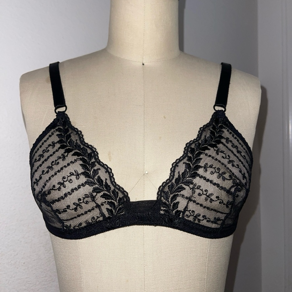Felina Black Sheer Lace Bralette